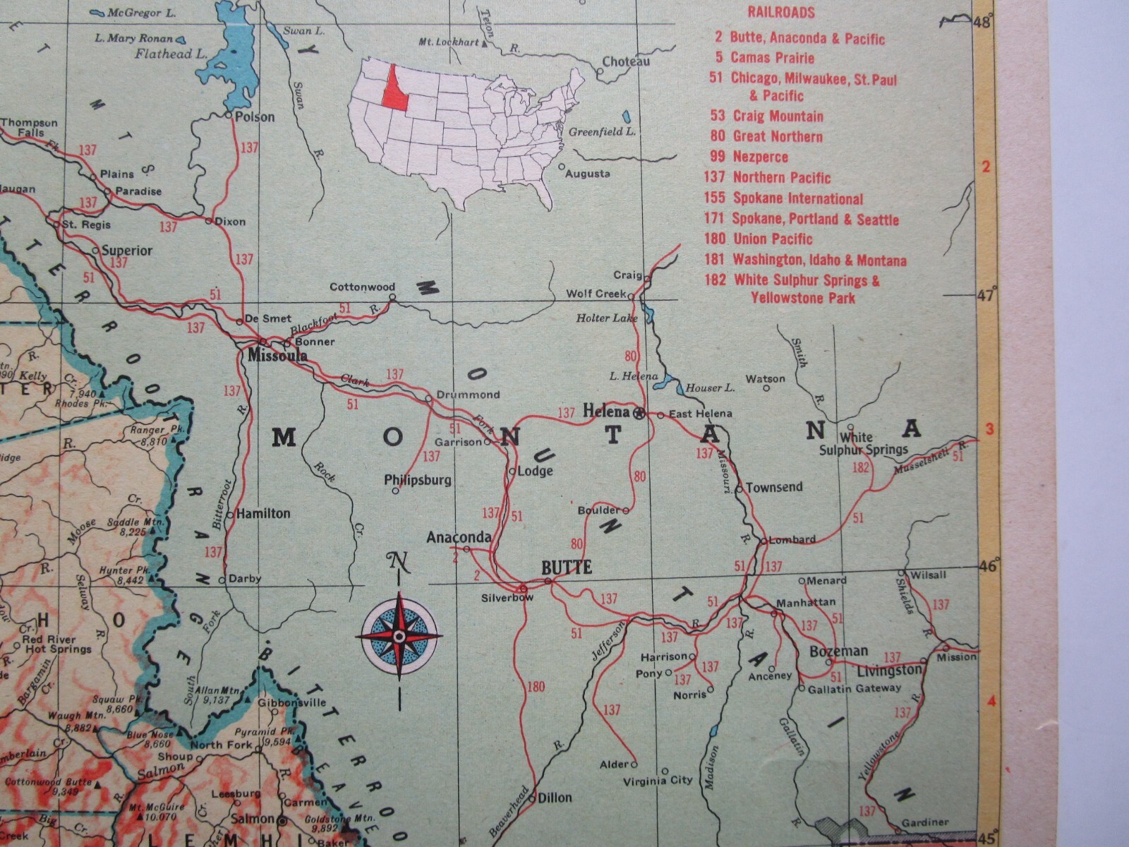 IL ID 1952 ILLINOIS RAILROAD Map. La SALLE & BUREAU CO RR, ERIE, WABASH or IDAHO