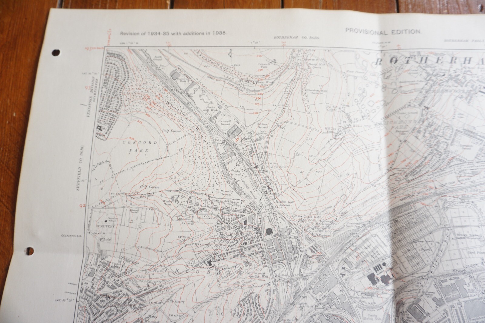 1938 Rotherham Tinsley Sheffield Yorkshire LMS LNER Railway OS Linen Map Ref 27