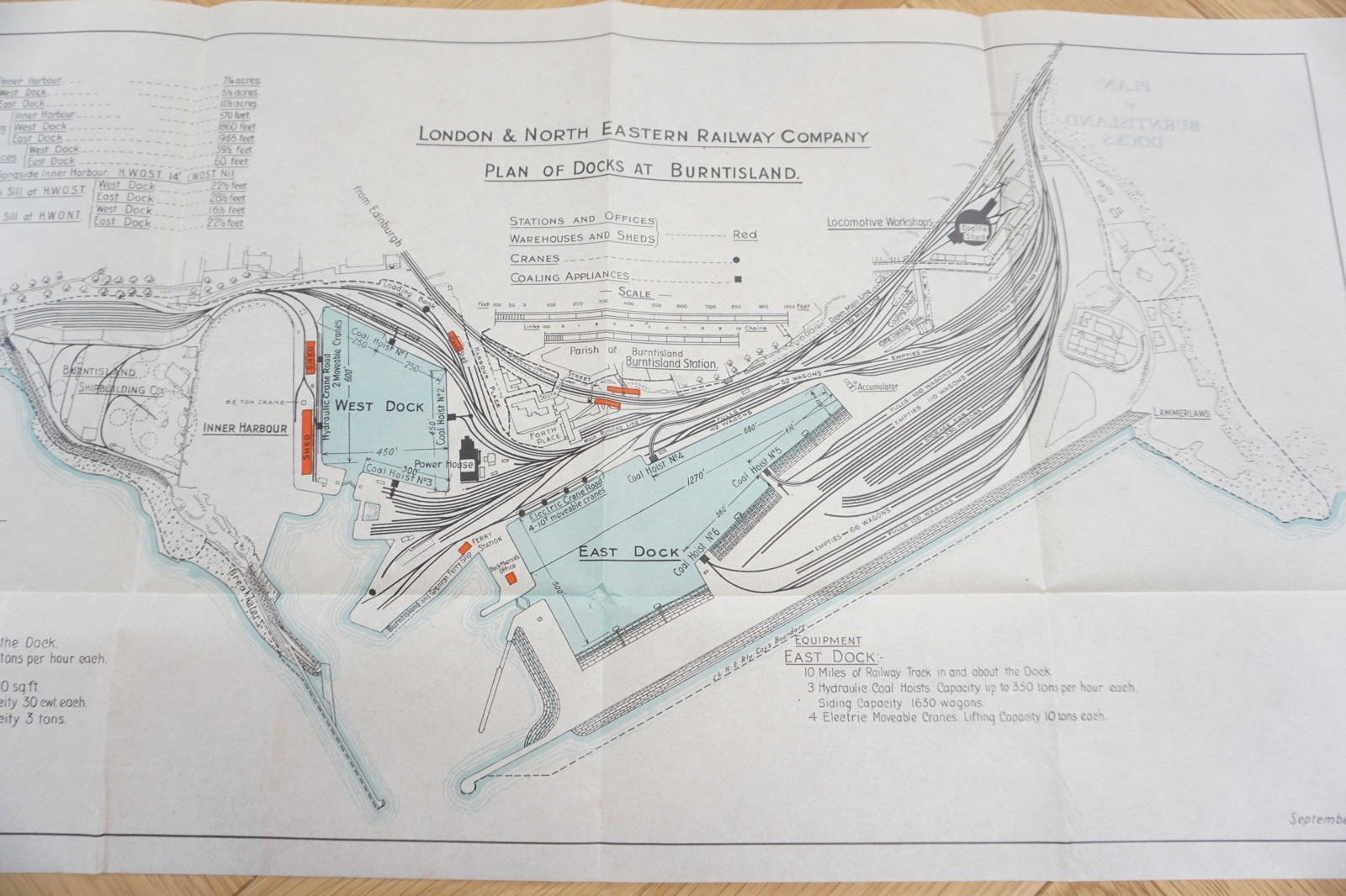 1934 LNER Burntisland Docks Railway Plan Map