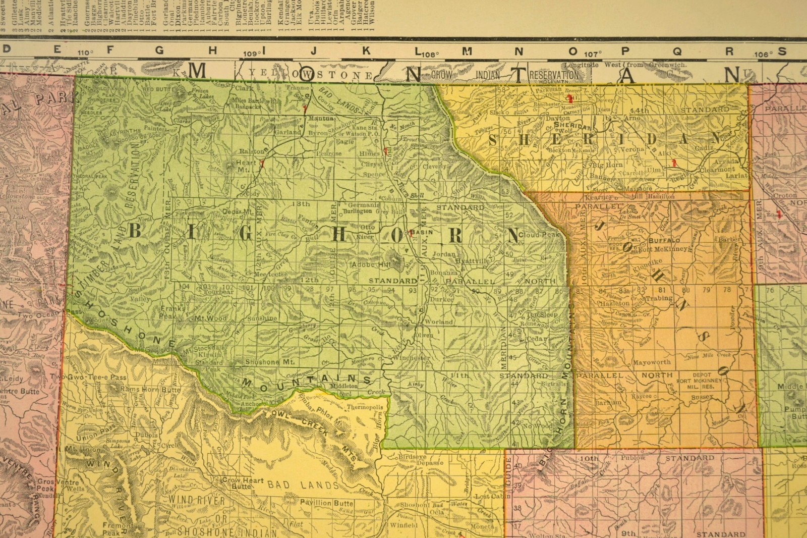 1907 Antique Wyoming Railroad Map Union Pacific Railroad Map Large Atlas DATED