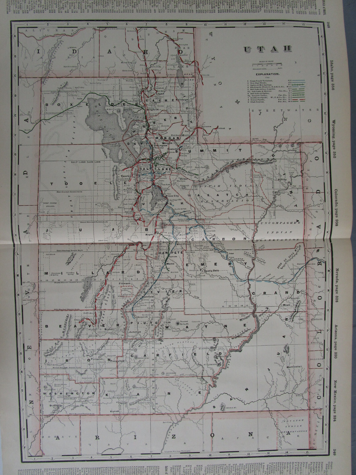 UT 1897 UTAH CRAM STEAM RAILROAD Map. Cram. OGDEN & HOT SPRINGS RR; SP; UP