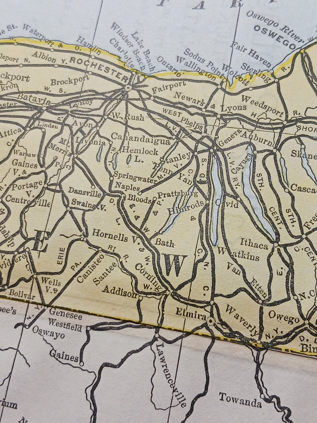 ~ 1897 Train Route Map NEW YORK NEW JERSEY ☆ all Railroad Lines & Stations 9×11″