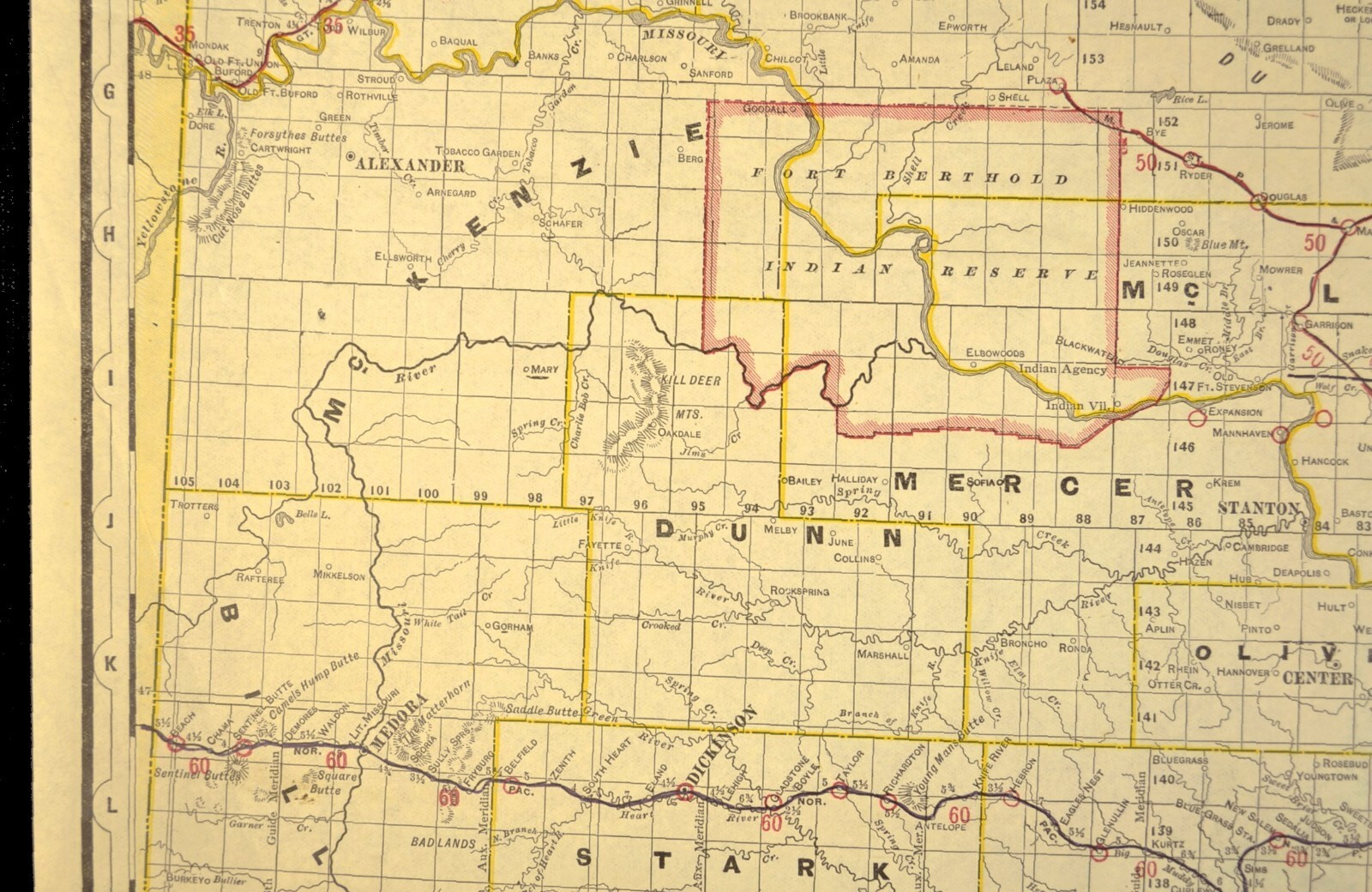 ca 1905 North Dakota Railroad Map Minnesota St Paul & Sault Ste Marie RR