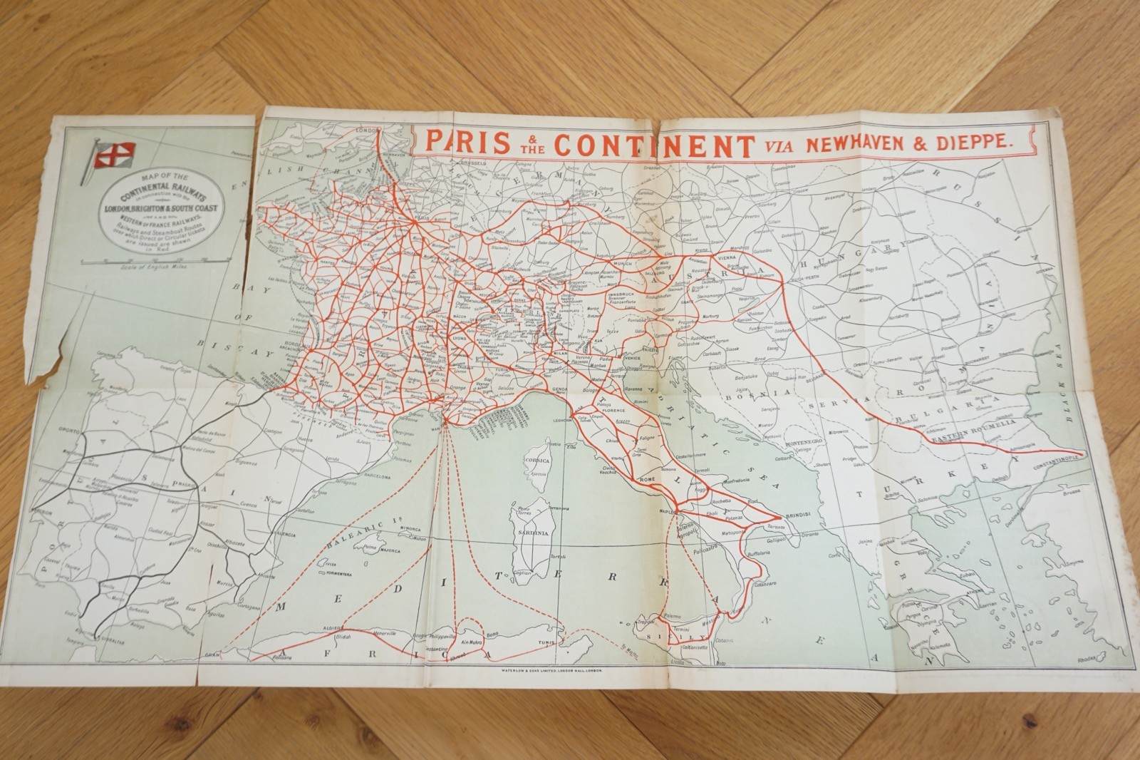1907 London Brighton South Coast LBSCR Railway Map Continental Connections