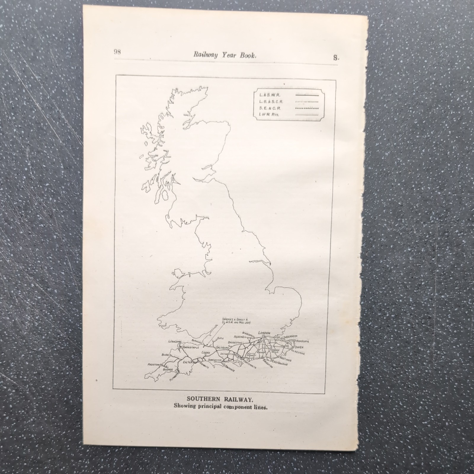 Original 1923 Map Of Southern Railway Principal Component Lines
