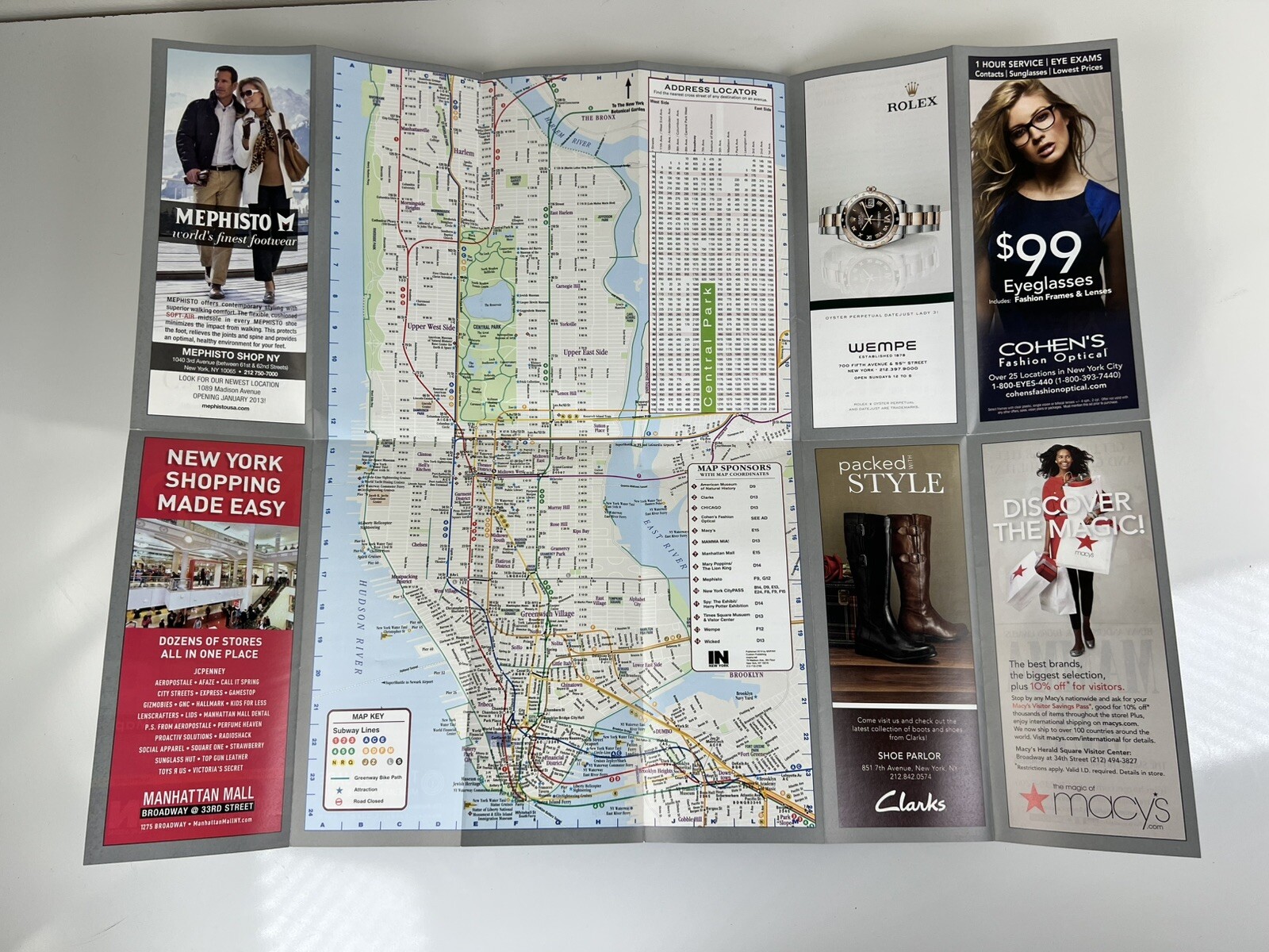 Winter 2013 NYC Subway Theater Map INNEWYORK Ephemera Folding Paper Map Broadway