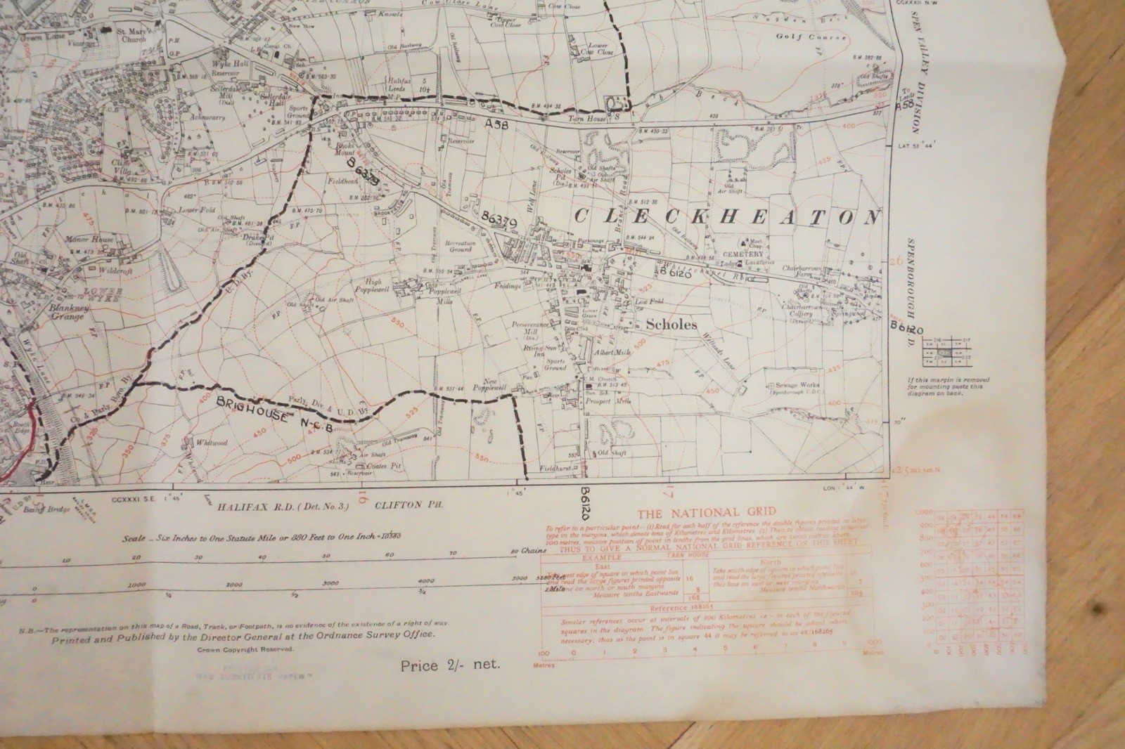 1938 Hipperholme Cleckheaton Yorkshire LNER LMS Railway OS Linen Map Ref 50 *