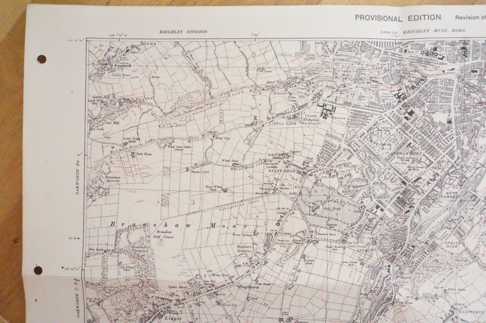1938 Keighley Branshaw Moor Yorkshire LMS Railway OS Linen Map Ref 87**