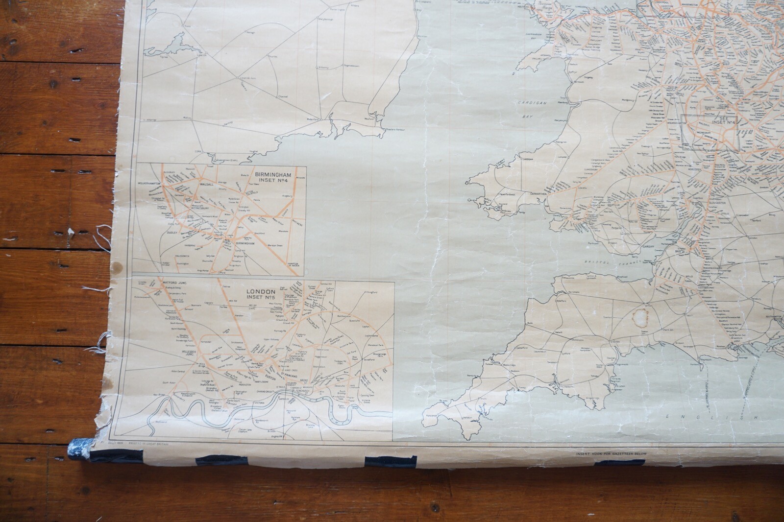 1939 LMS Railway Map Linen Backed for Display in Train Station