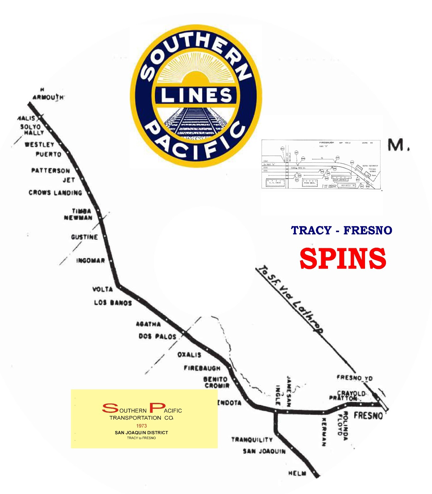 Southern Pacific RR 1973 Tracy to Fresno SPINS PDF Pages on DVD