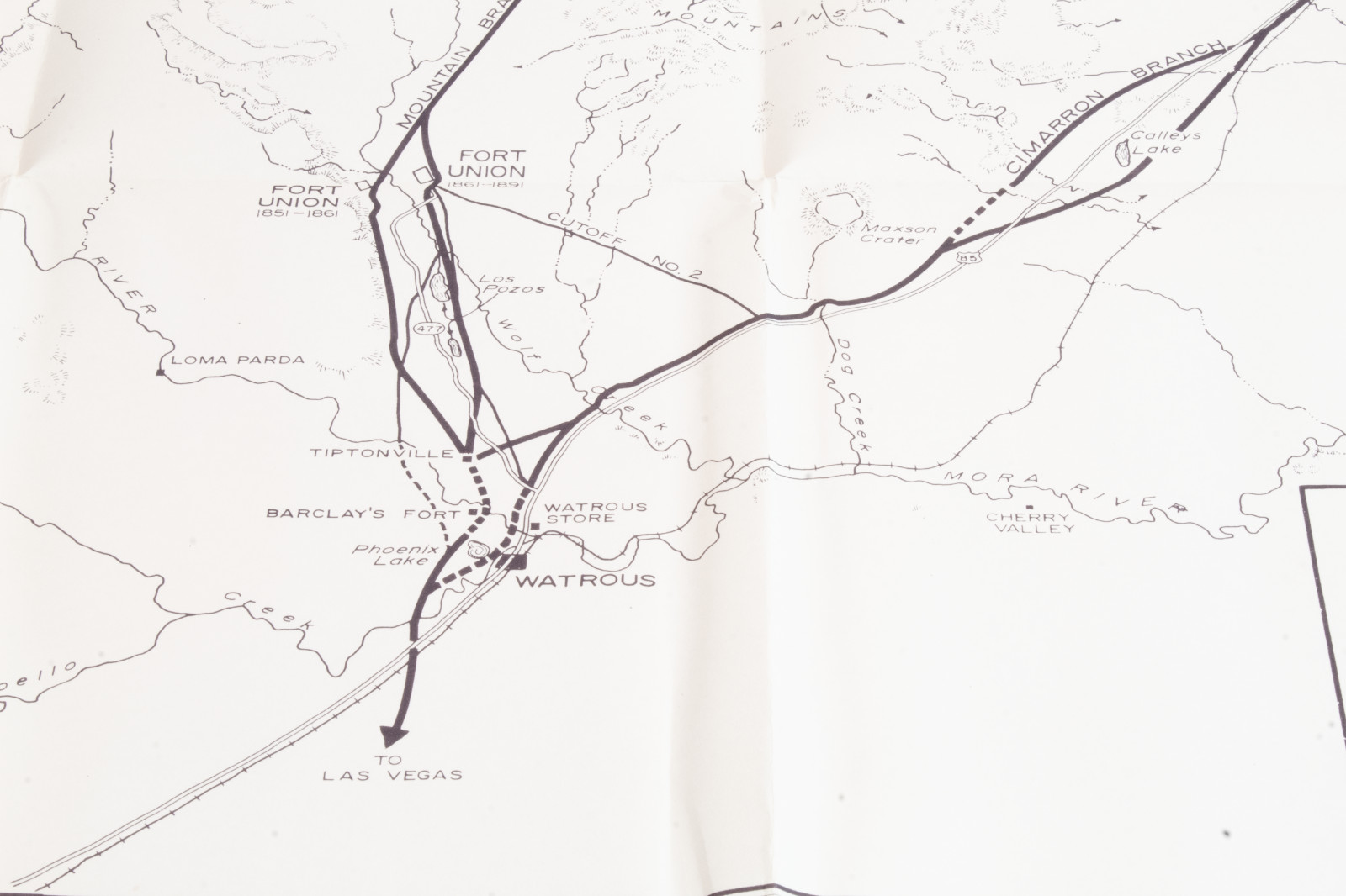 Fort Union and The Santa Fe Trail Map Mattison and Rogers 1958