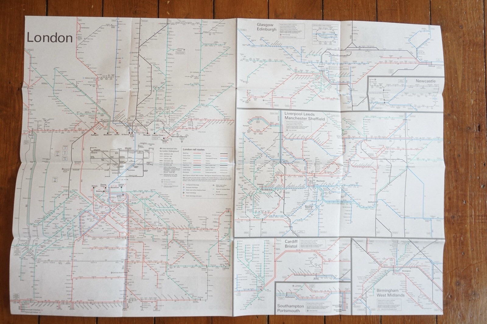1997 1998 British Rail Passenger Network Railway Map VGC