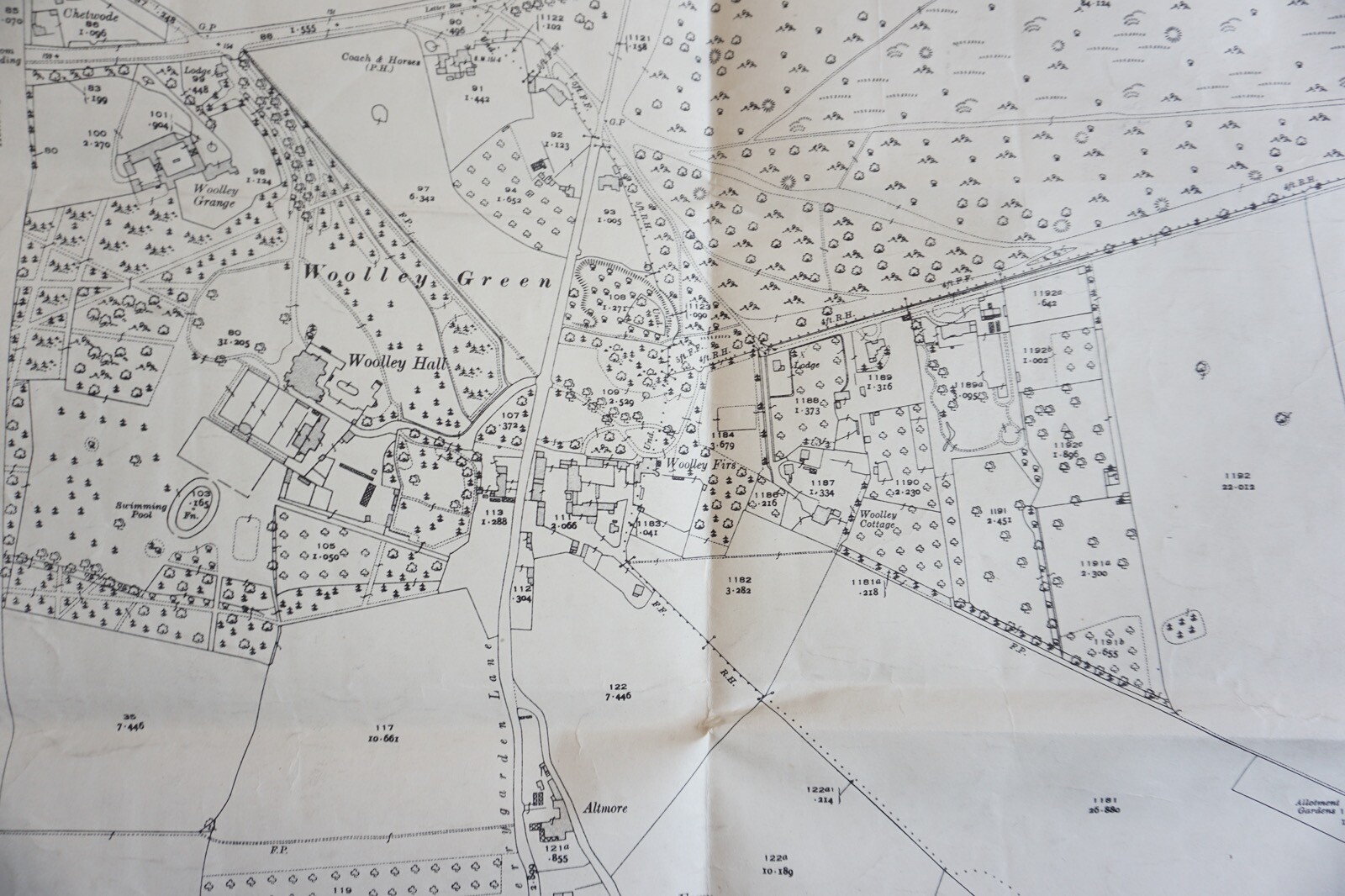 1932 Wolley Green Tittle Row GWR Great Western Railway OS Railway Map