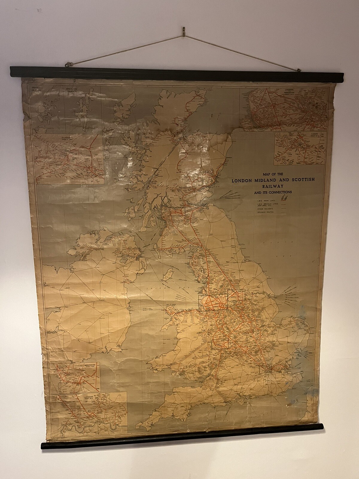 Vintage – London Midland and Scottish LMS Railway Map – circa 1930s