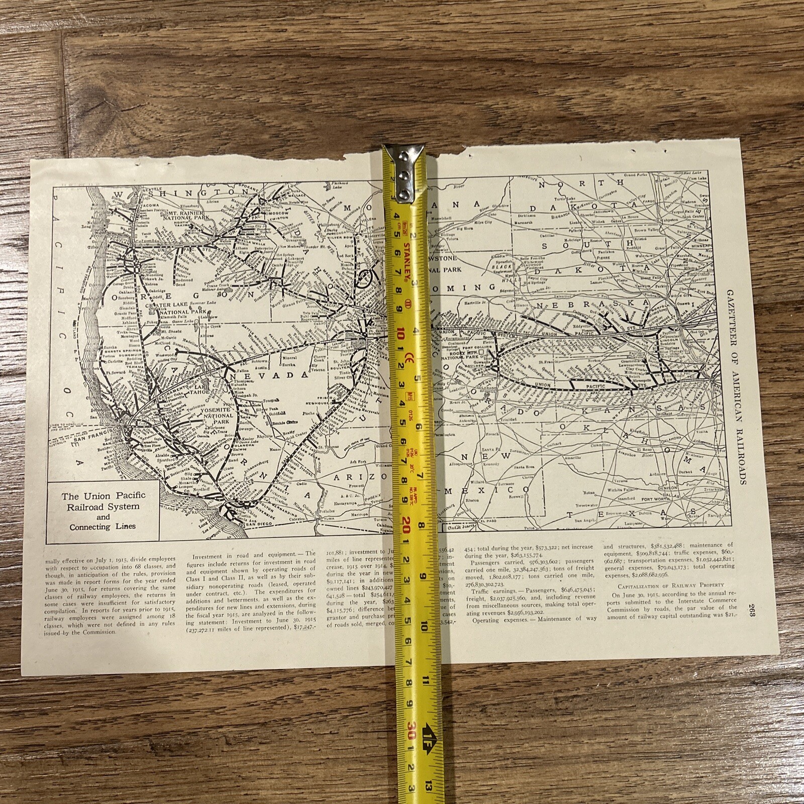 Antique 1917 Map Of The Union Pacific Railway System 15×11 Inches