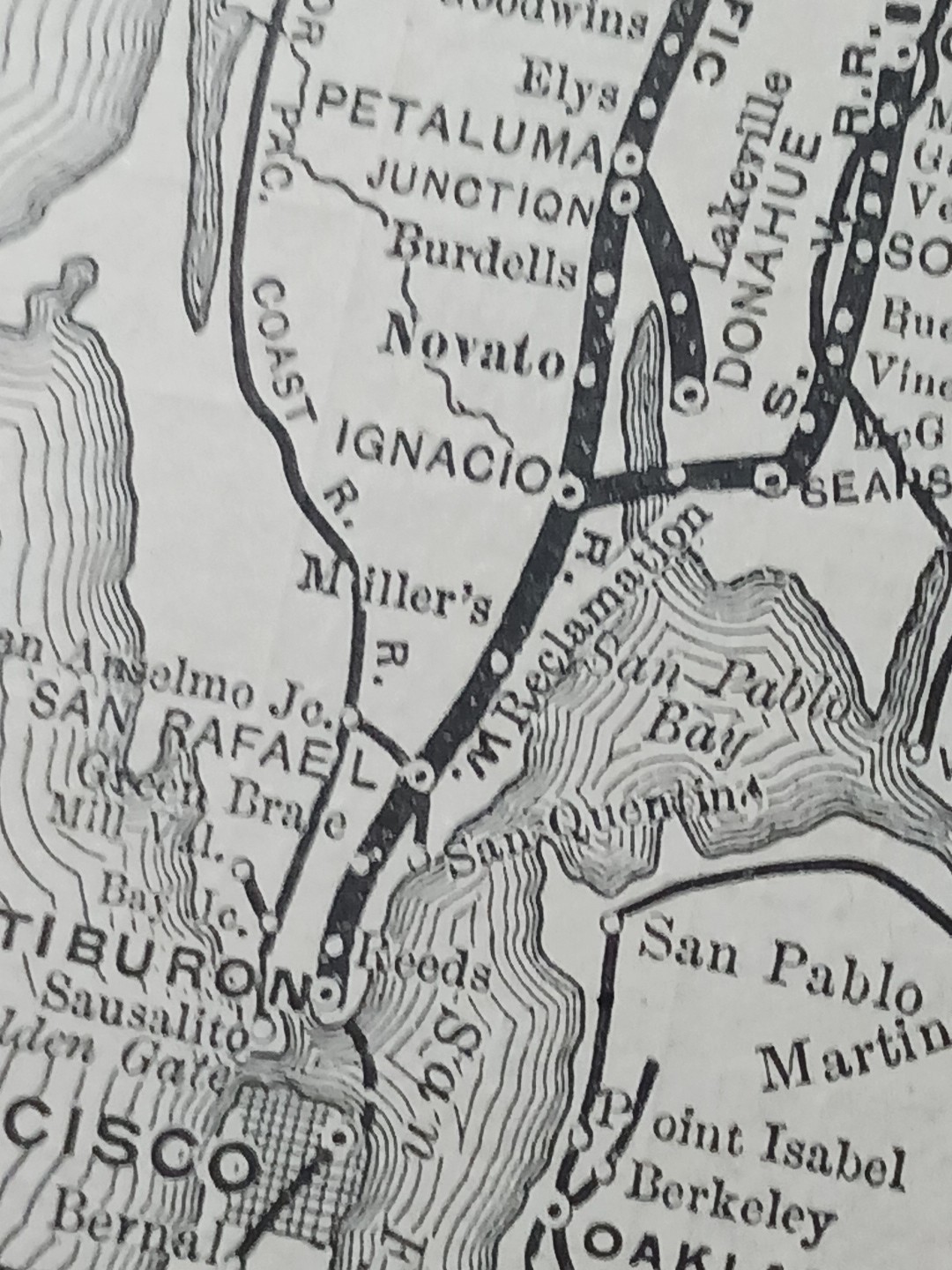 1897 Train Route Map San Francisco & North Pacific Railway California Railroad
