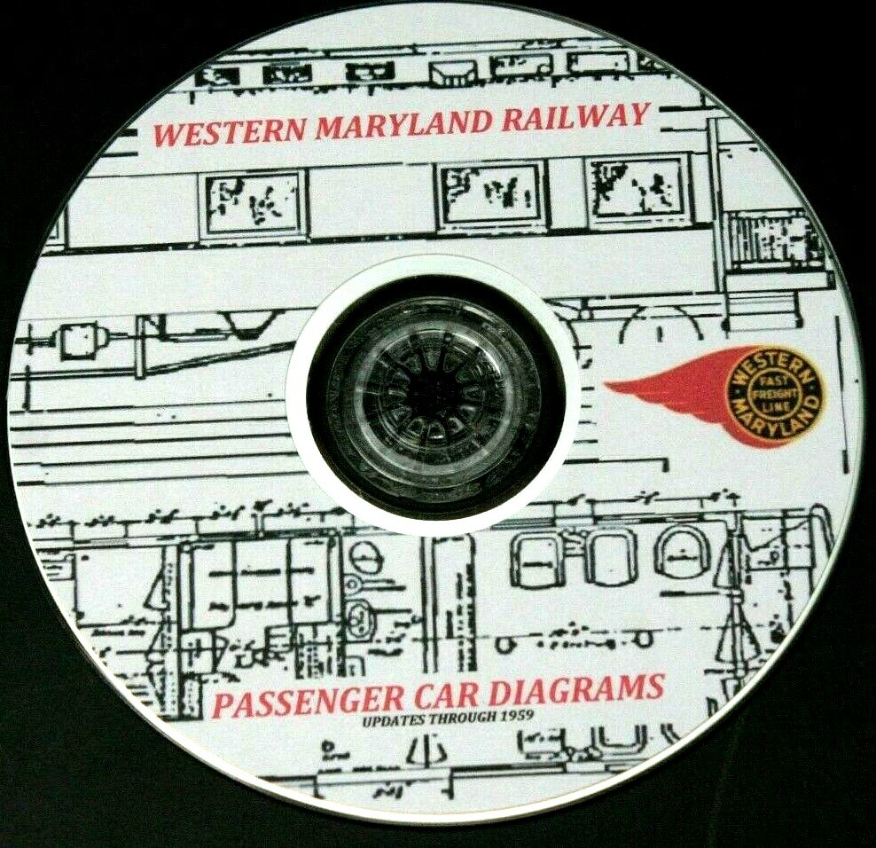Western Maryland Railway 1959 Passenger Car Diagrams PDF Pages on DVD