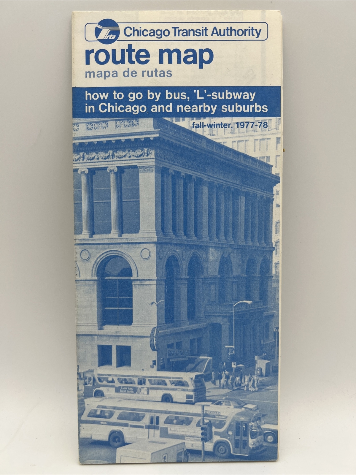 1977-78 Fall-Winter CHICAGO TRANSIT AUTHORITY CTA ROUTE MAP Train L Subway Bus
