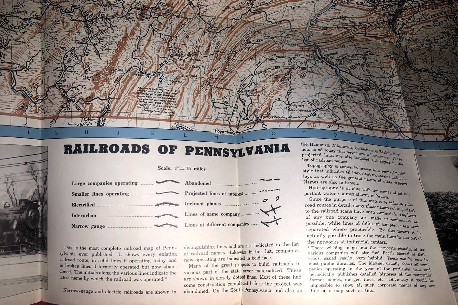 Vtg 1942 RAILROADS of PENNSYLVANIA MAP Kalmbach Publishing EUC 22″x17″ Ephemera