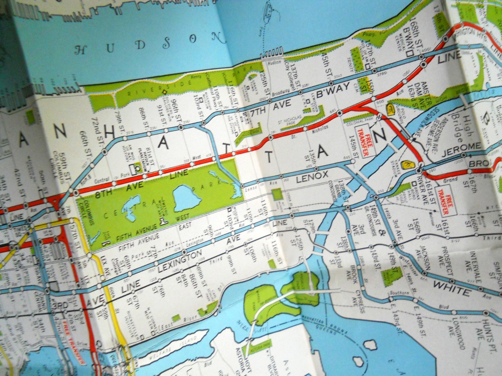 Vintage 1947 Hagstrom’s Map of New York / Subways Elevated Lines