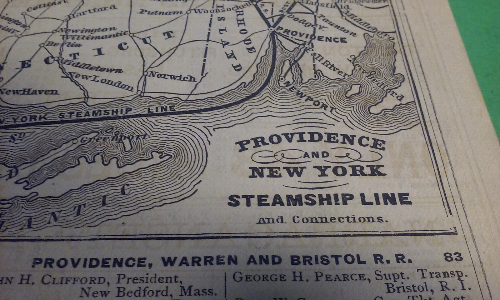 Rare 1876 CENTRAL VERMONT Railroad Railway and Connections Print Map & Routes