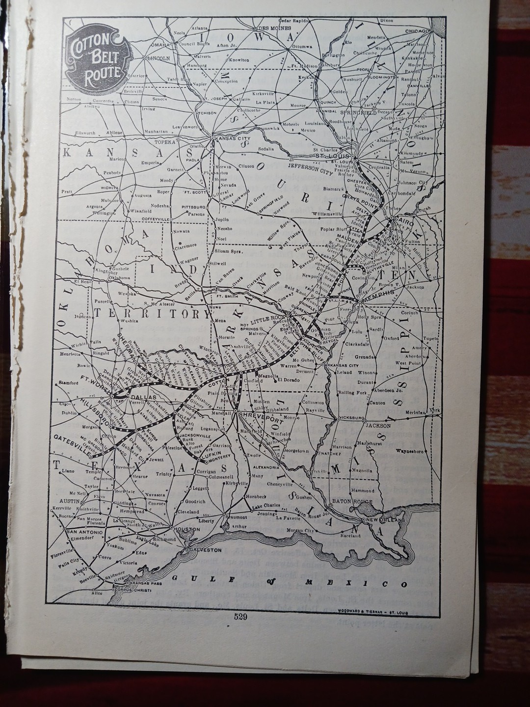 ~1904 ST LOUIS SOUTHWESTERN RAILWAY vintage Railroad Map + Report All Routes