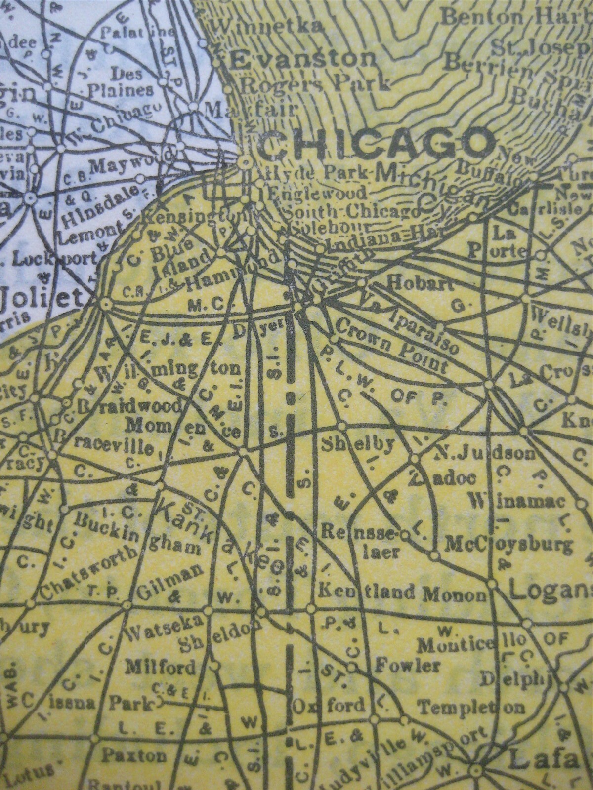 1923 CENTRAL FREIGHT ASSOCIATION TERRITORY Railroad Map Ilinois Ohio Michigan