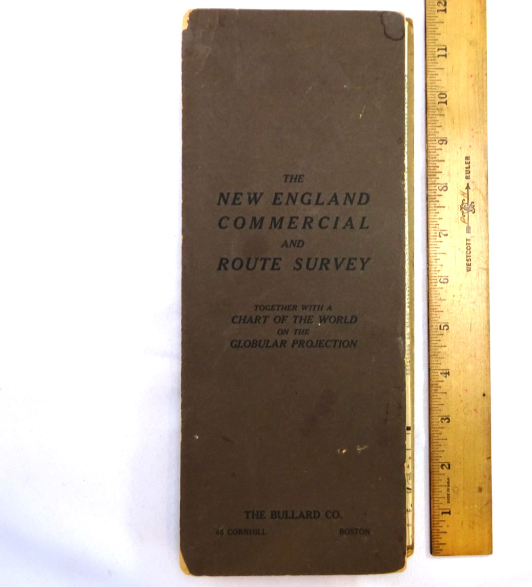 1913 FOLDING RAILROAD MAP NEW ENGLAND COMMERCIAL ROUTE SURVEY 45″x34″ BULLARD Co