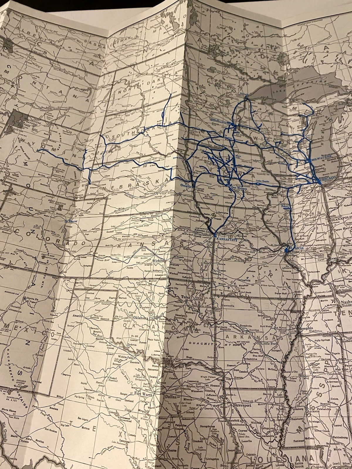 1985 Chicago and North Western Train Transportation Co. Railway System Map Good