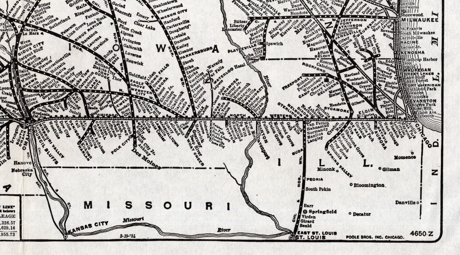 1934 Antique Chicago Northwestern Railway Map St Paul Minneapolis Omaha Rwy 2022