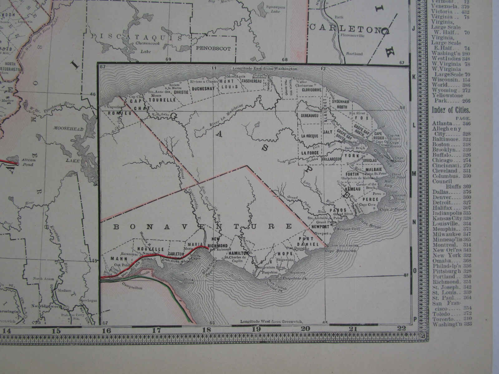 Antique 1892 QUEBEC CANADA GRANT’S RAILROAD Map PONTIAC PACIFIC JUNTION RR 1800s