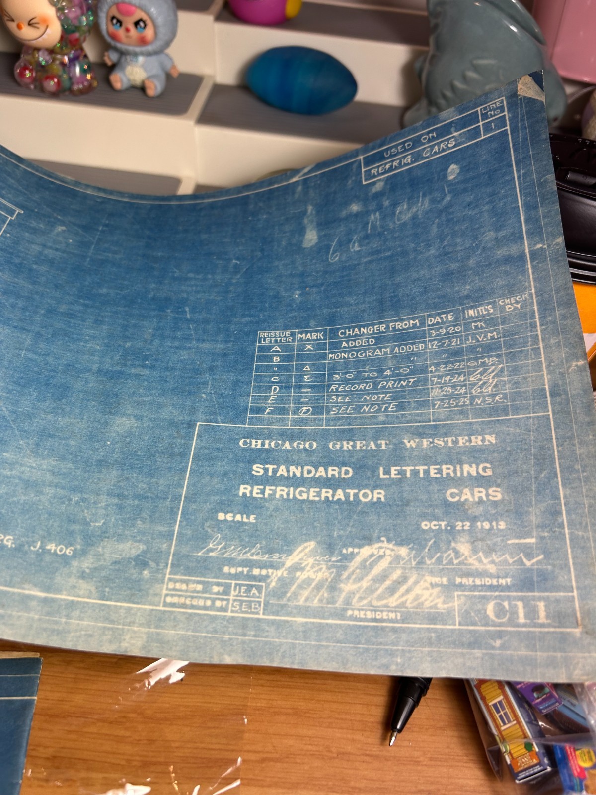 CHICAGO GREAT WESTERN RAILROAD LOCOMOTIVE LETTERING ORIG 1910 BLUEPRINT DATA