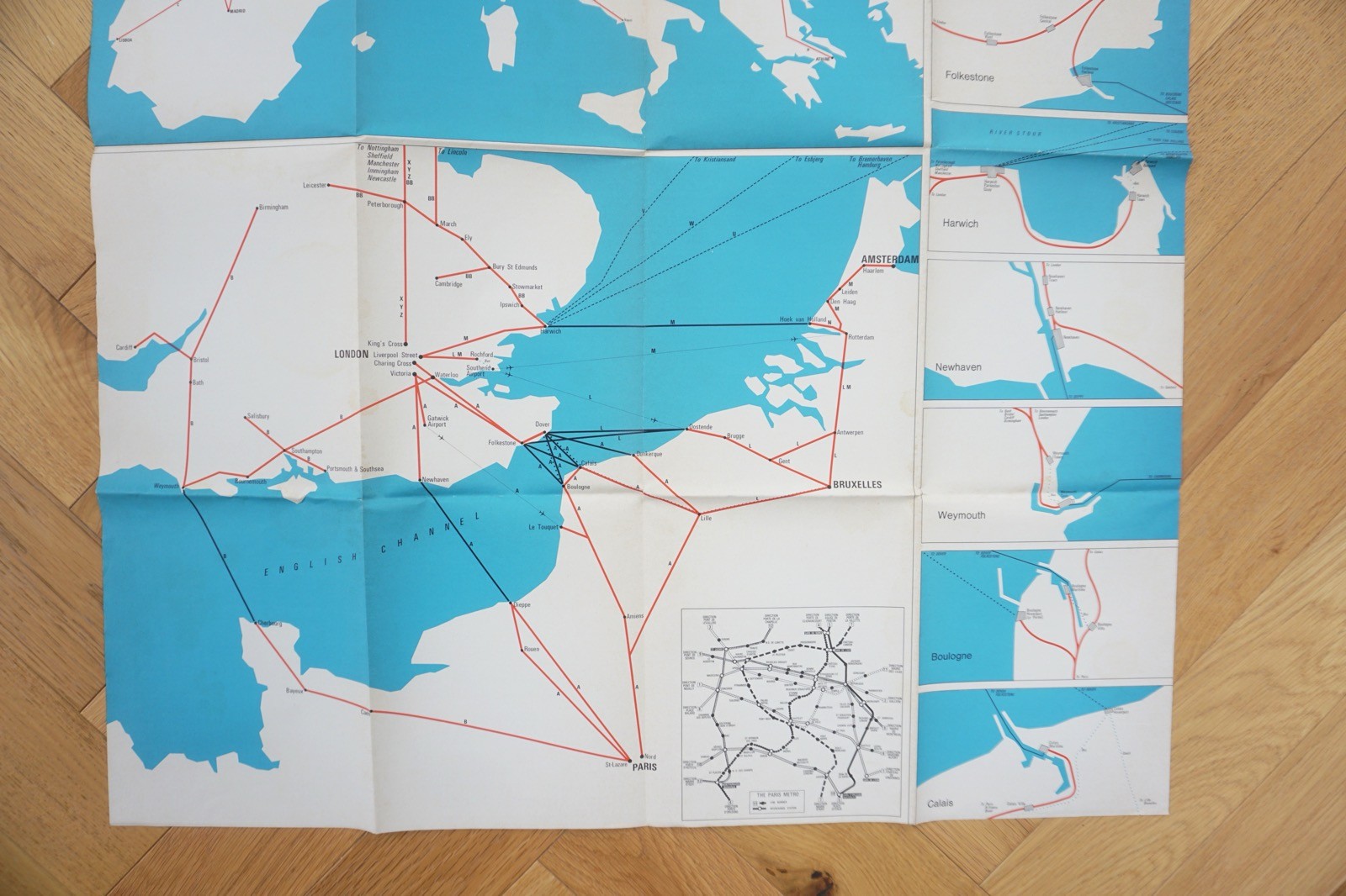 1975 British Rail International European Passenger Network Railway Map