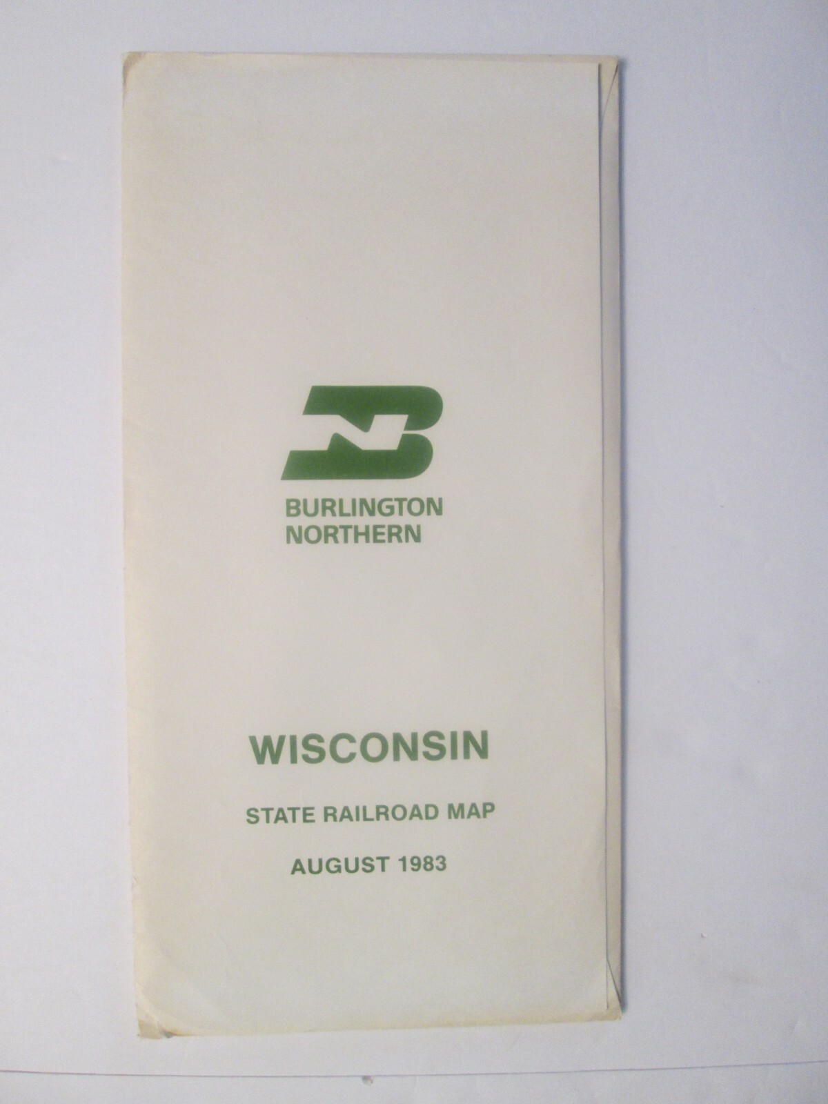 Large Burlington Northern State Railroad Map of Wisconsin 1983