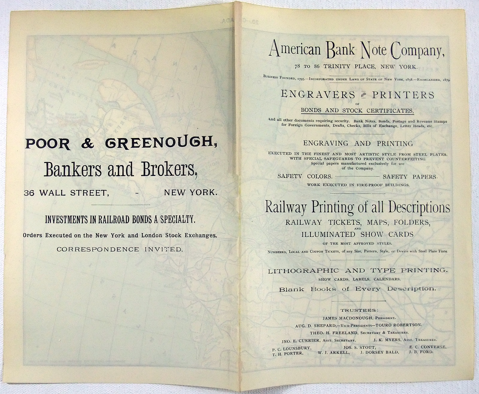 Eastern Canada – Original 1889 Railroad Map. Antique Railway