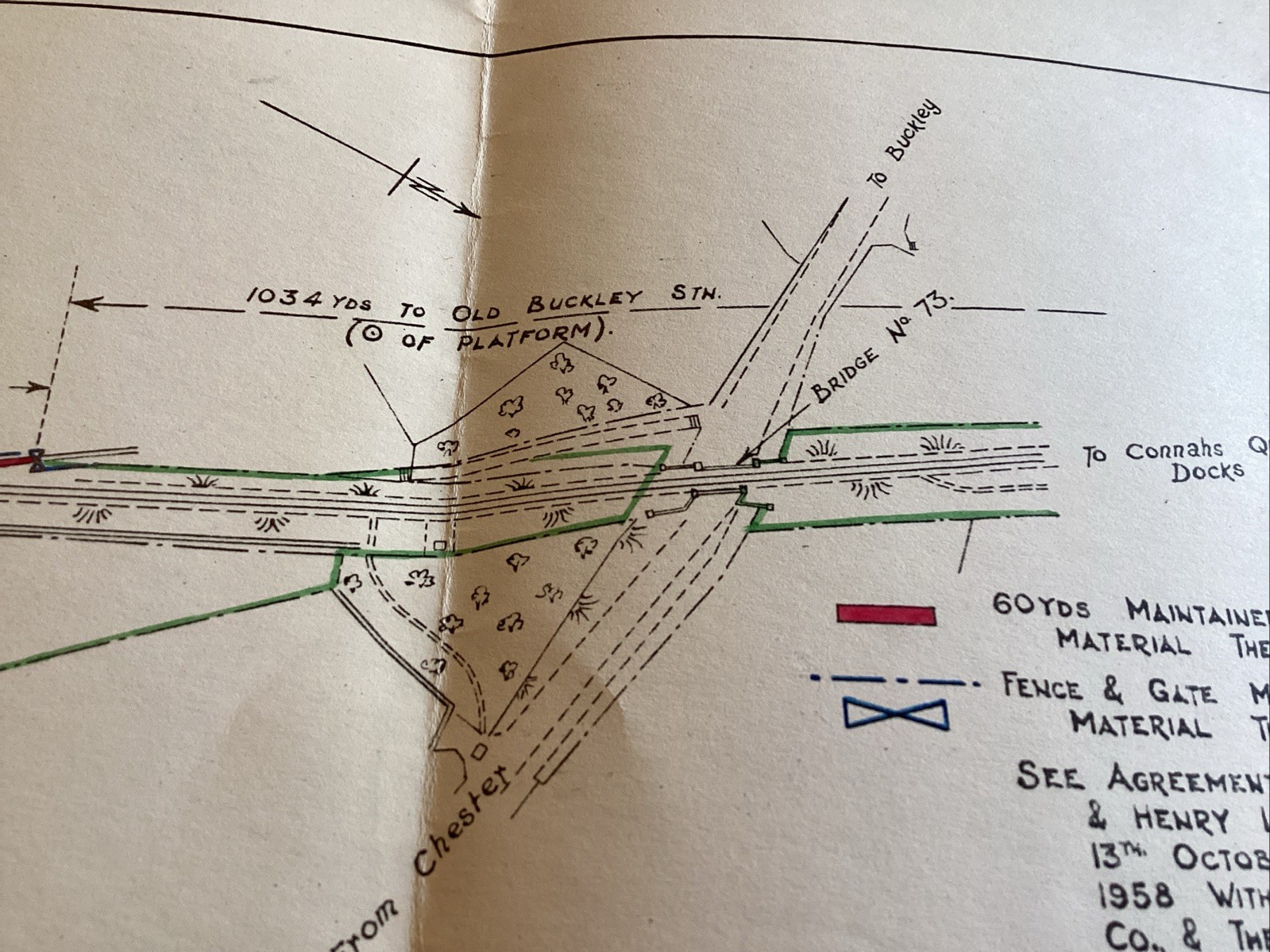 LONDON MIDLAND REGION RAILWAY BUCKLEY BRANCH engineers Plan~20.5cm X 47cm