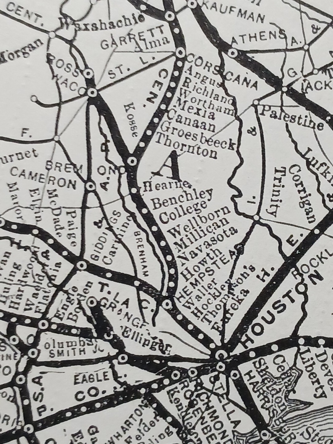 ~1904 Train Route Map SOUTHERN PACIFIC SYSTEM All Texas Louisiana Railroad Lines