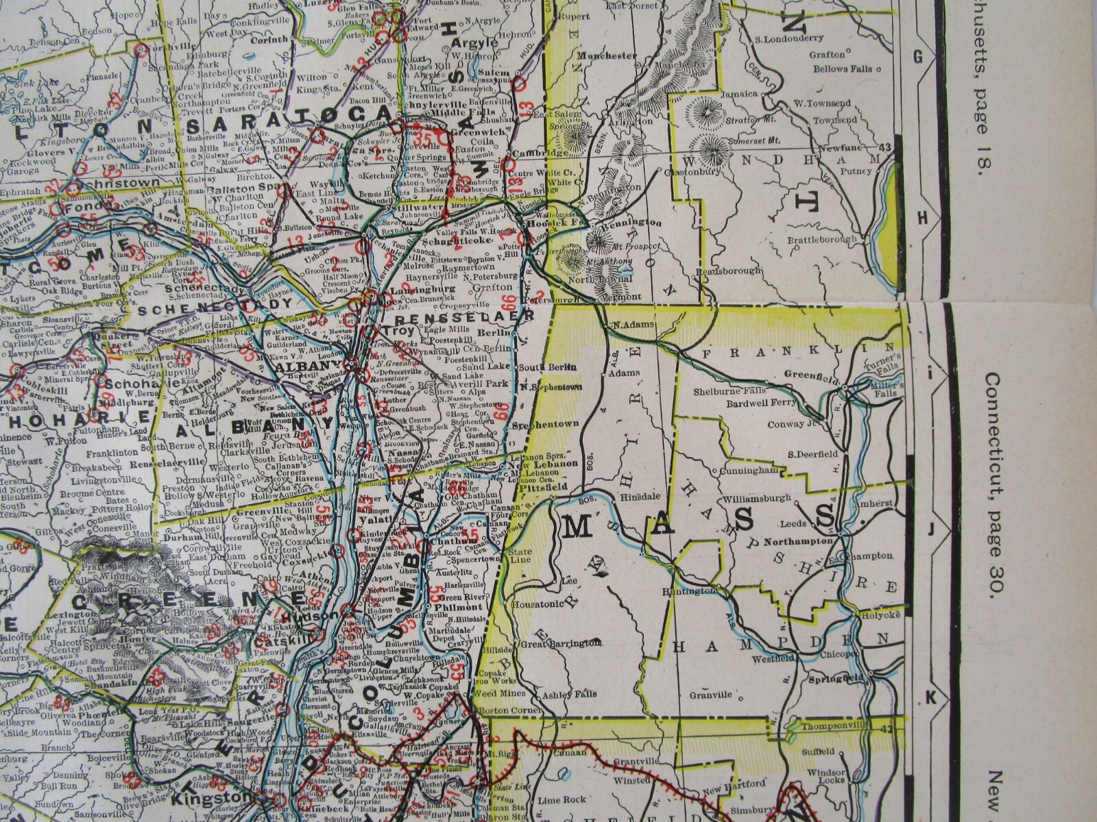 NY 1903 EASTERN NEW YORK Cram RAILROAD Map COOPERSTOWN & CHARLOTTE VALLEY RR