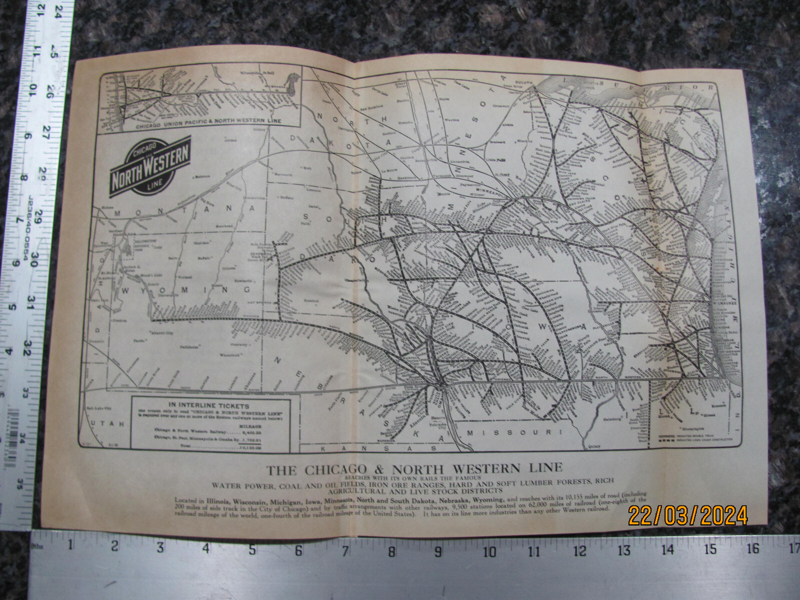 ORIGINAL 1923 CHICAGO & NORTH WESTERN RAILROAD SYSTEM MAP C&NW STATIONS HISTORY