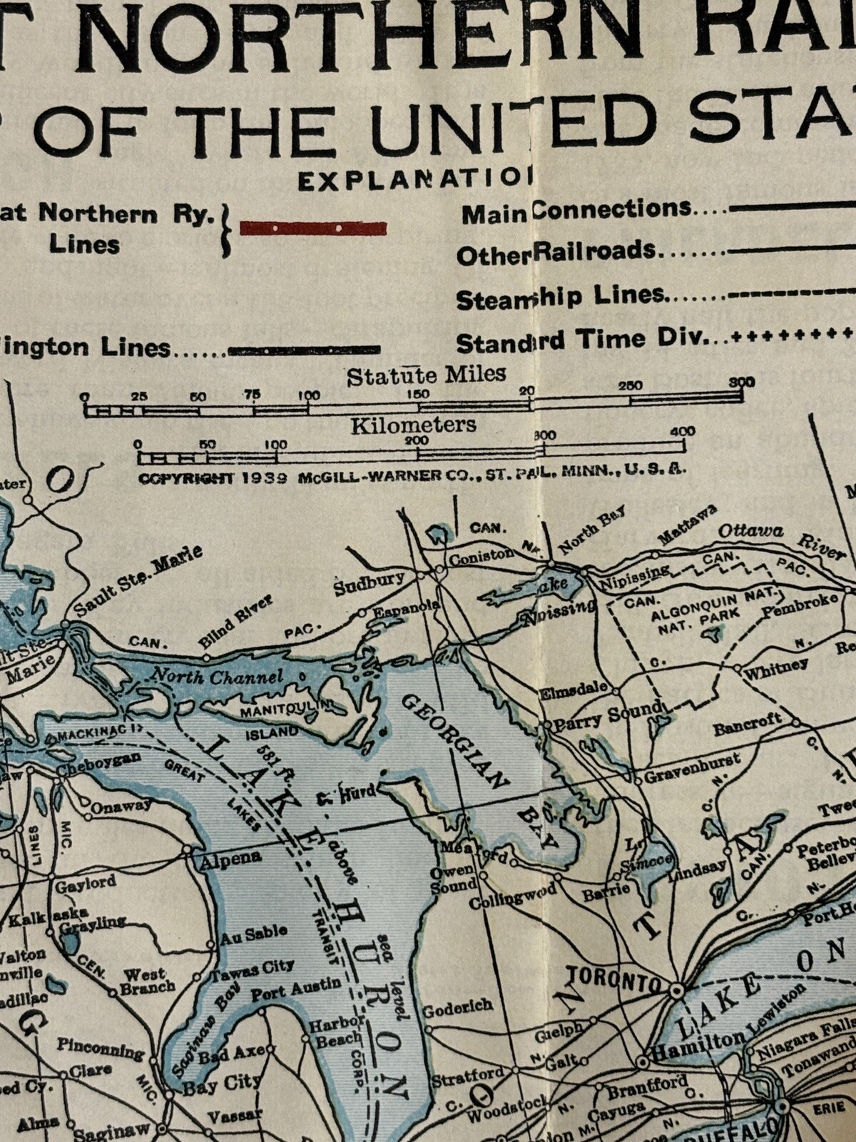 GN Rwy Great Northern Railway Empire Builder Route Map of US 1939 E-11-39