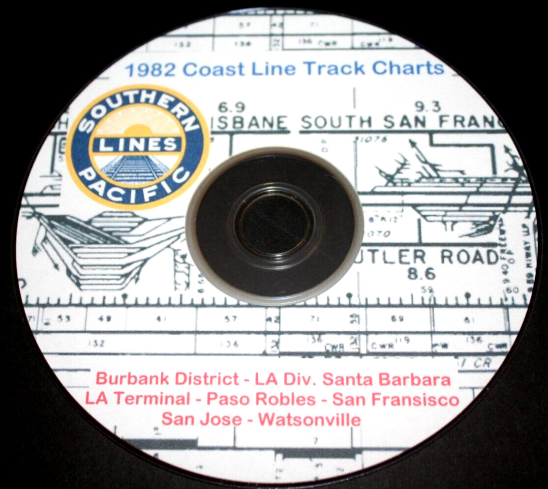 Southern Pacific RR 1982 Coast Line Track Chart PDF pages on DVD