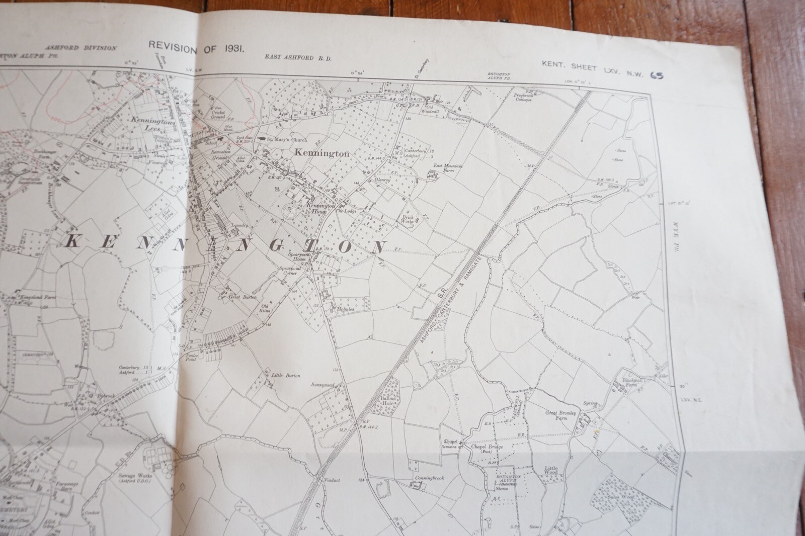 1931 Kennington Ashford Kent Southern Railway OS Map