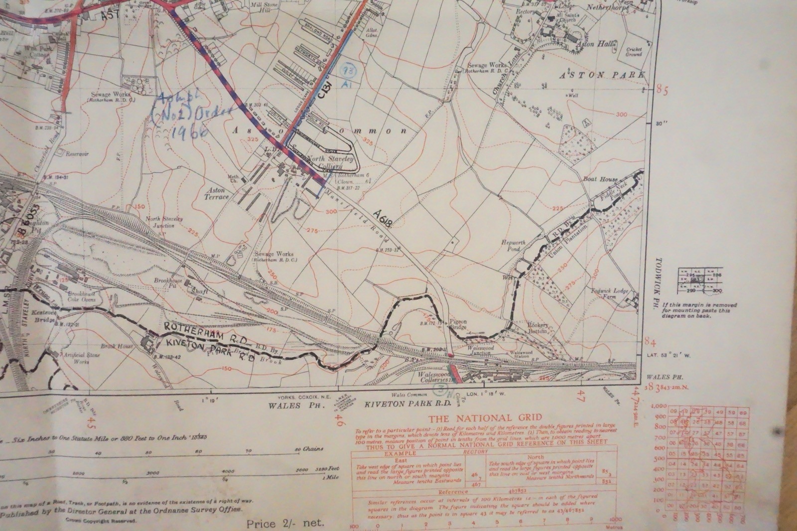 1938 Aston Aughton Yorkshire LMS LNER Railway OS Linen Map Ref 41 *