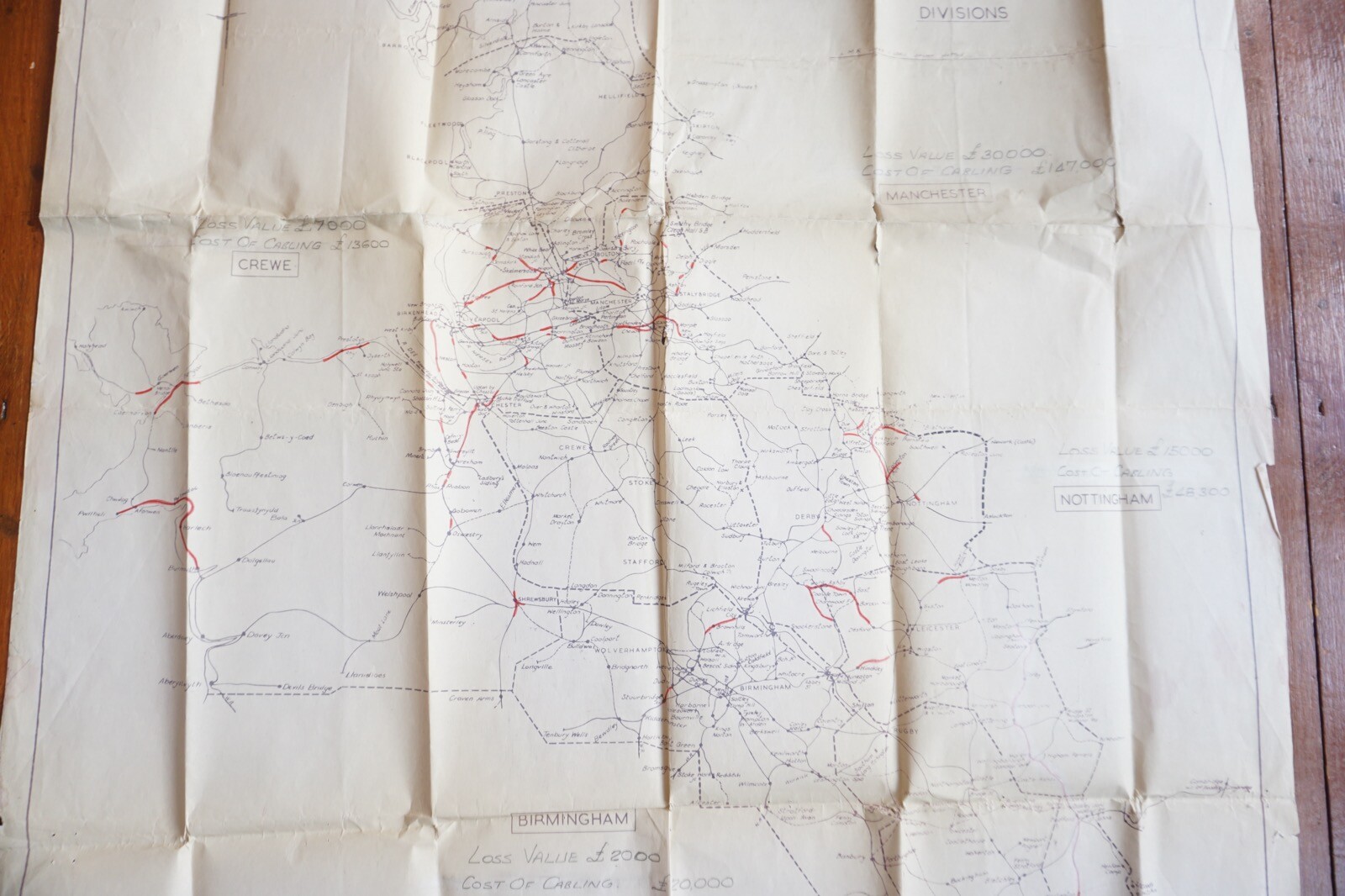 London Midland Region TC & TE Division Railway Large Map