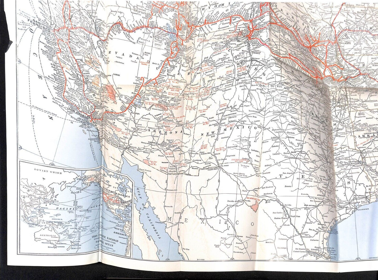 Union Pacific Railroad Map of the United States c1952 19″ x 30″