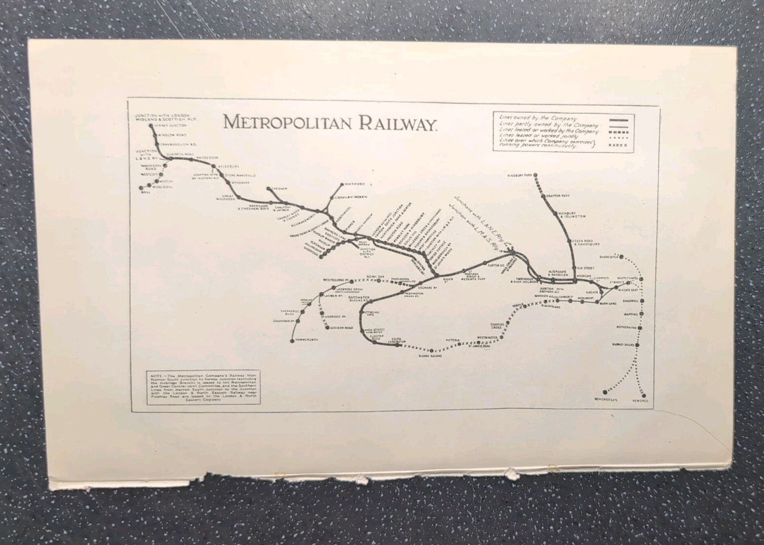 Original 1929 Map Of Metropolitan Railway