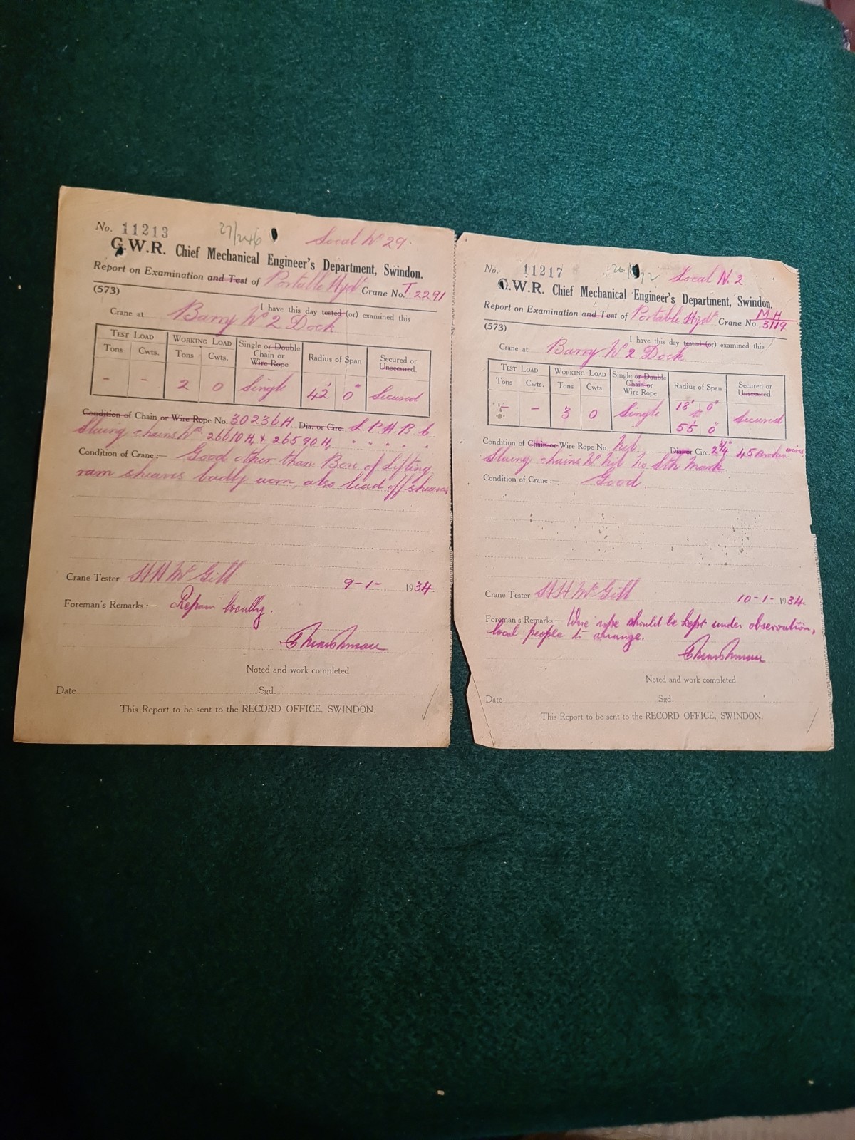 GWR Railway Barry No2 Docks – Portable Hyde – 1934 – Chief Engineers Dep