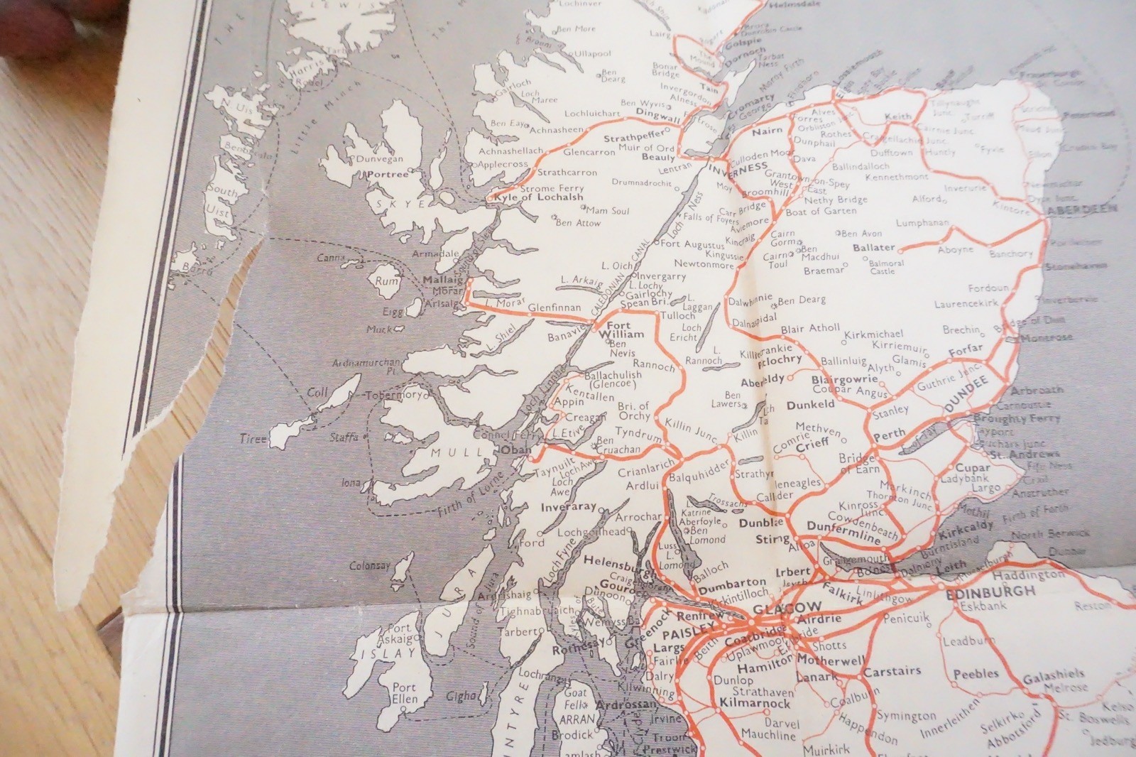 1953 British Rail Passenger Network Railway System Map