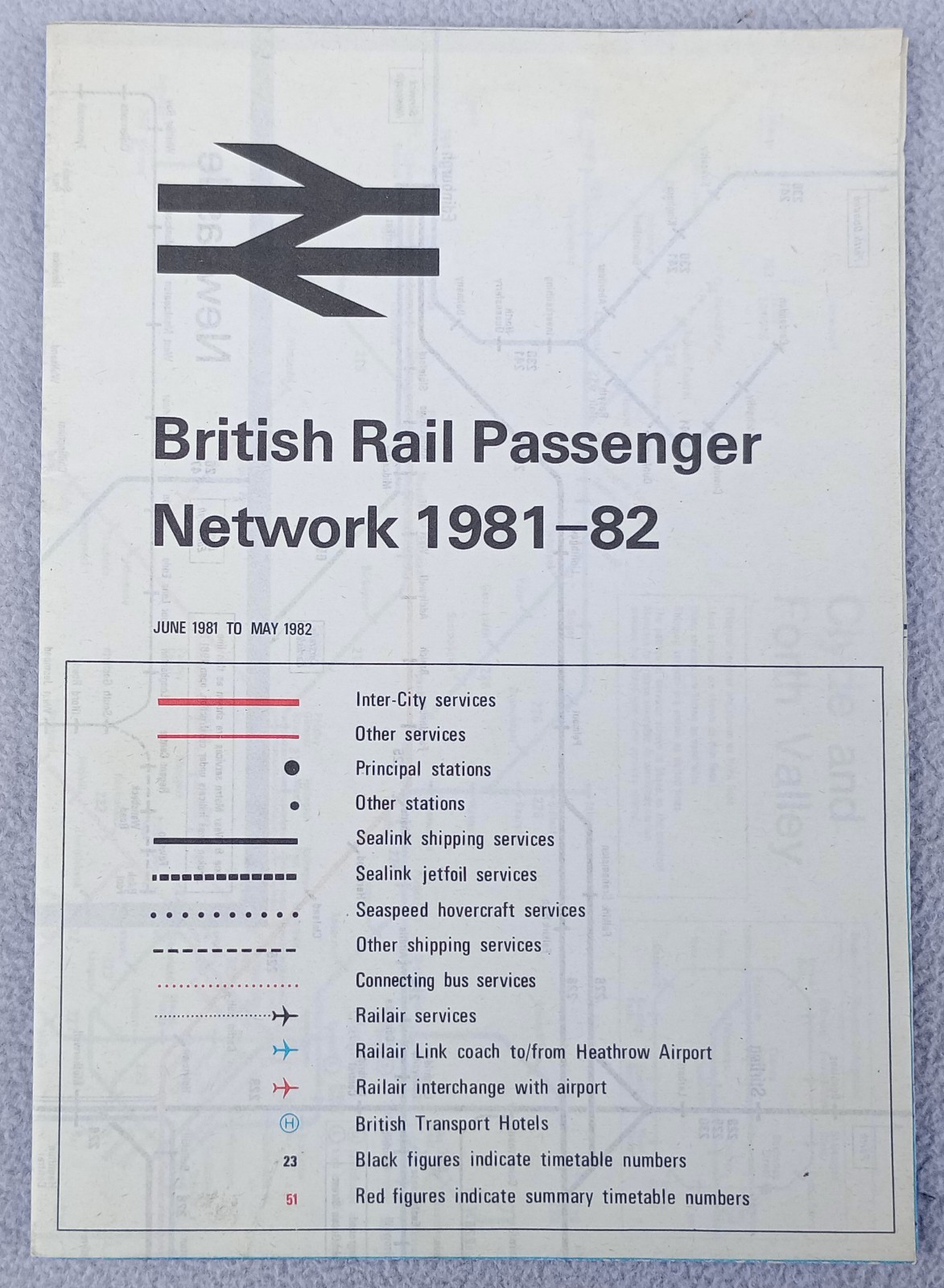 BRITISH RAIL PASSENGER NETWORK MAP 1981 – 82 CLEAN AND CRISP COPY Trains Railway