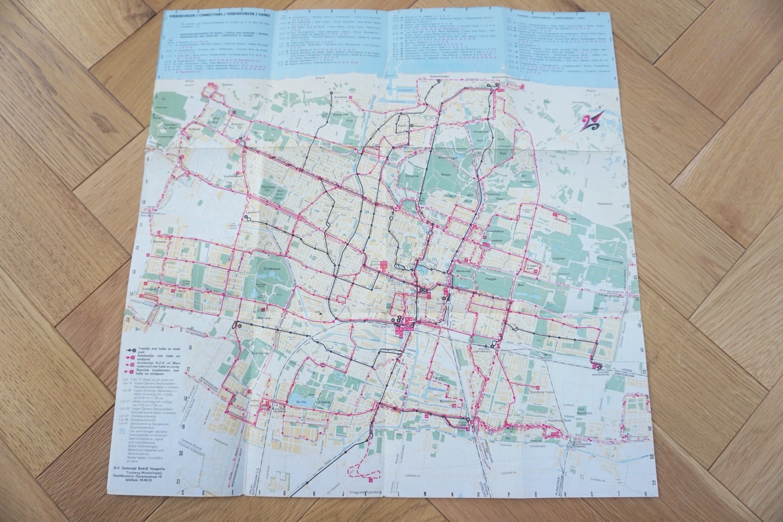 1969 HTM Gids Netherlands Railway Bus Tram Route Map